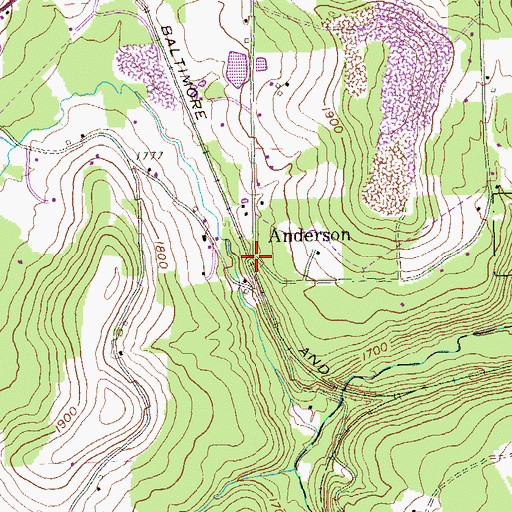 Topographic Map of Anderson, PA