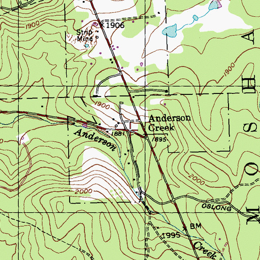 Topographic Map of Anderson Creek, PA