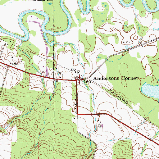 Topographic Map of Andersons Corner, PA