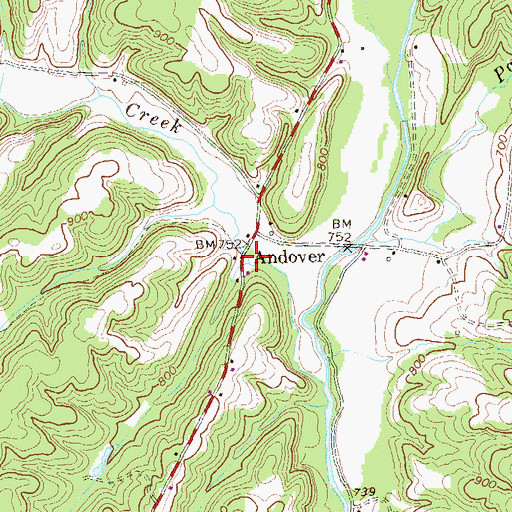 Topographic Map of Andover, PA