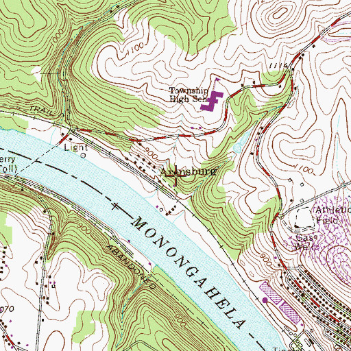 Topographic Map of Arensburg, PA