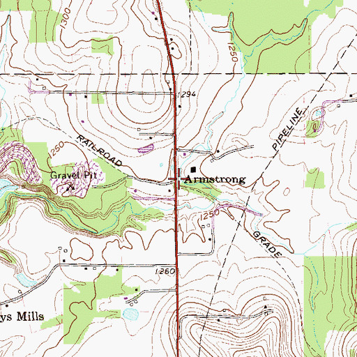 Topographic Map of Armstrong, PA
