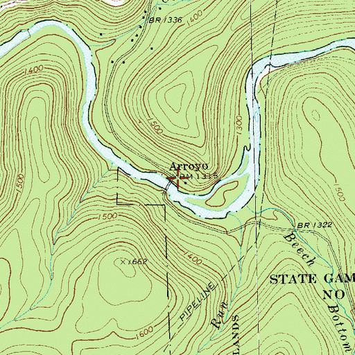 Topographic Map of Arroyo, PA