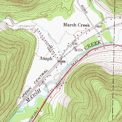 Topographic Map of Asaph, PA