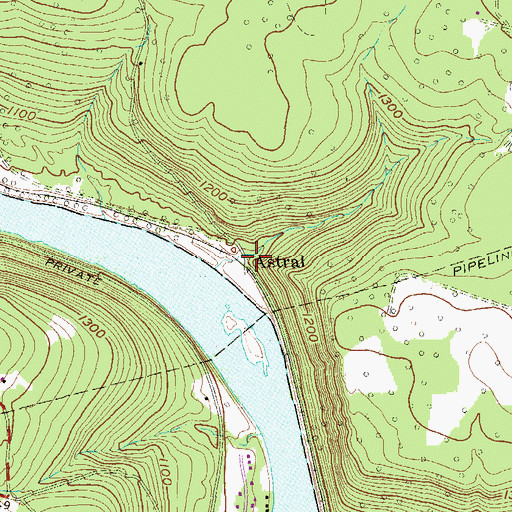 Topographic Map of Astral, PA