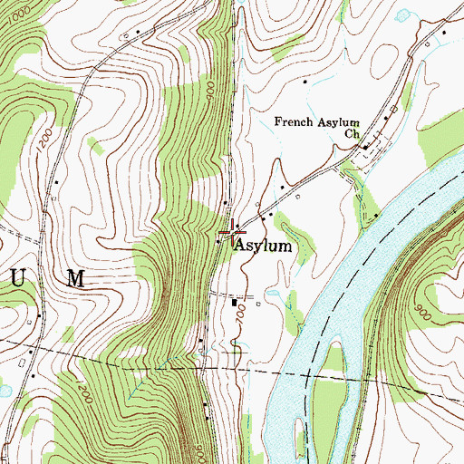 Topographic Map of Asylum, PA