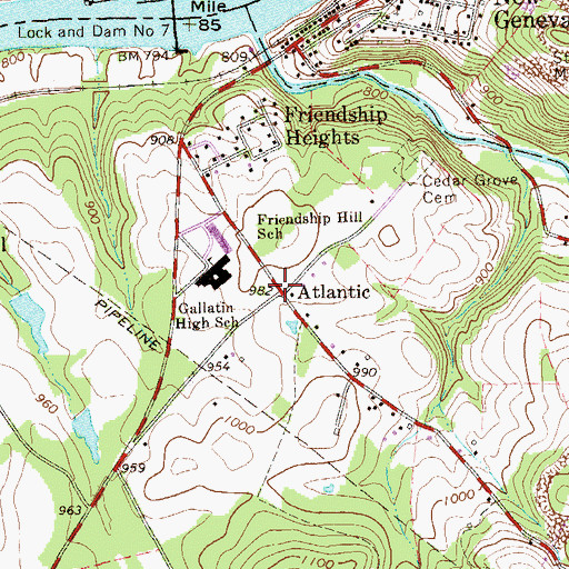 Topographic Map of Atlantic, PA