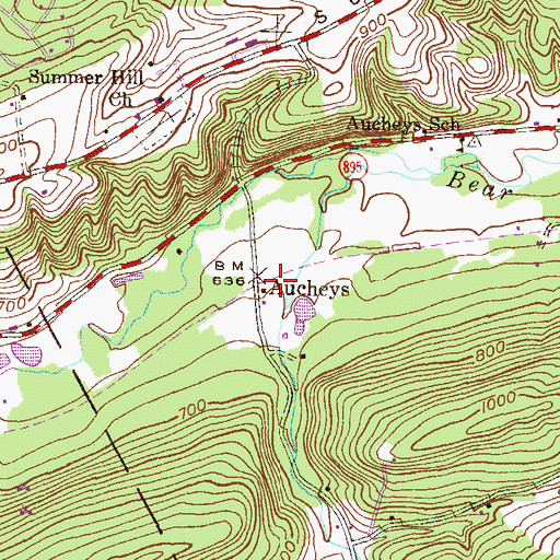 Topographic Map of Aucheys, PA