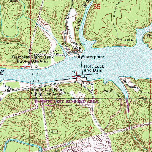 Topographic Map of Holt Lock and Dam, AL