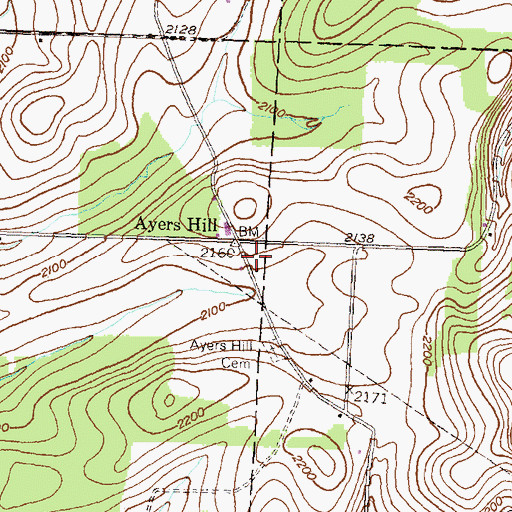 Topographic Map of Ayers Hill, PA