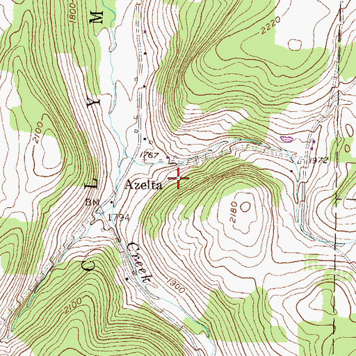 Topographic Map of Azelta, PA