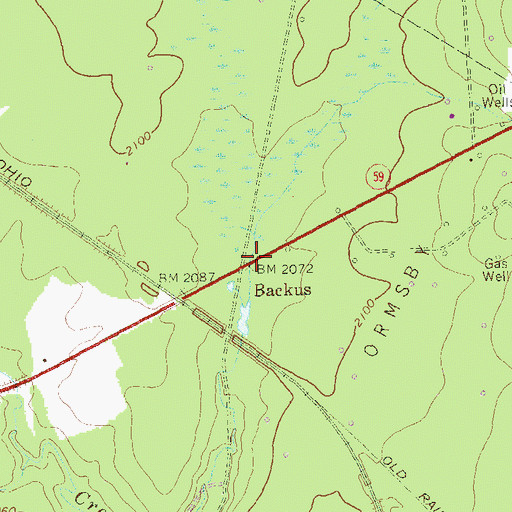 Topographic Map of Backus, PA