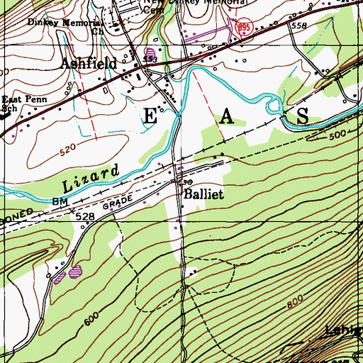 Topographic Map of Balliet, PA