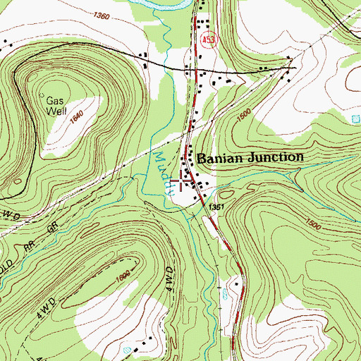 Topographic Map of Banian Junction, PA