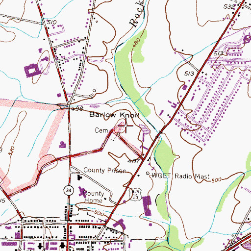Topographic Map of Barlow Knoll, PA