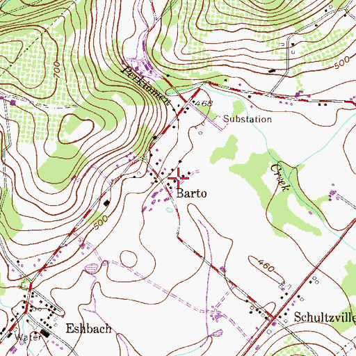 Topographic Map of Barto, PA