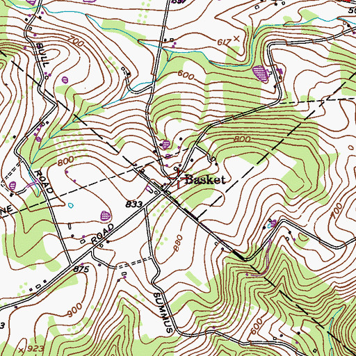 Topographic Map of Basket, PA