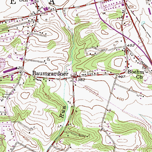 Topographic Map of Baumgardner, PA