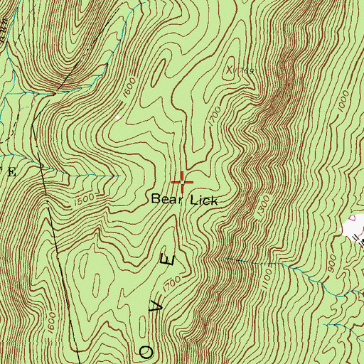 Topographic Map of Bear Lick, PA