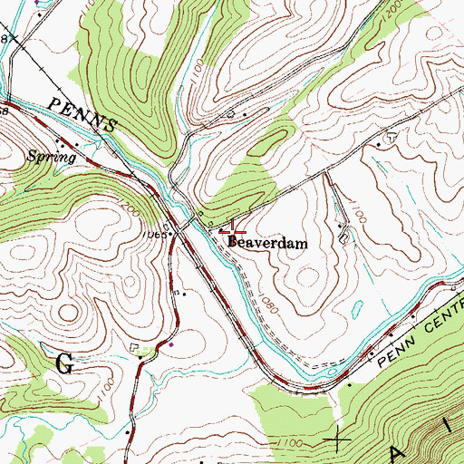 Topographic Map of Beaverdam, PA
