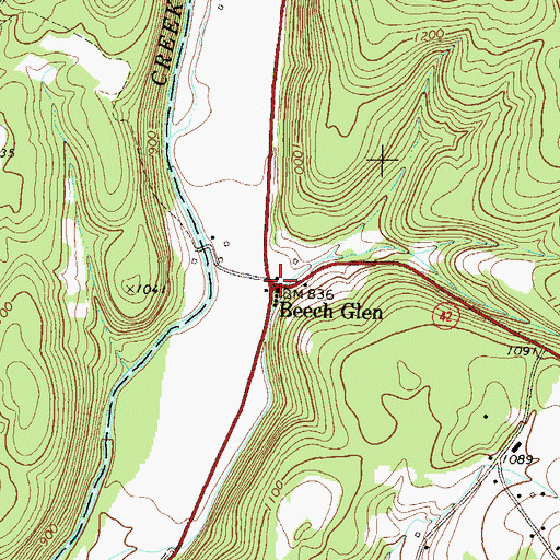 Topographic Map of Beech Glen, PA