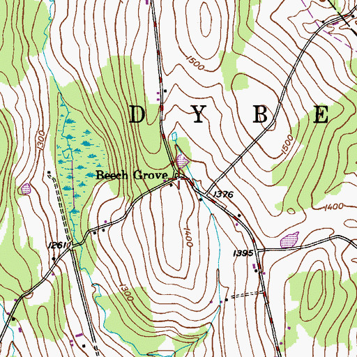 Topographic Map of Beech Grove, PA