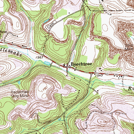 Topographic Map of Beechtree, PA