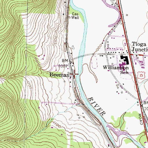 Topographic Map of Beeman, PA