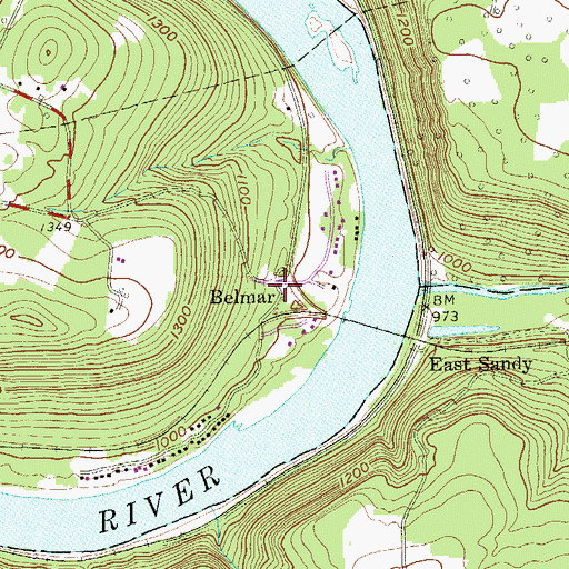 Topographic Map of Belmar, PA