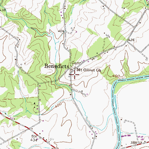 Topographic Map of Benedicts, PA