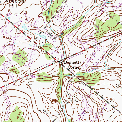 Topographic Map of Bennetts Corner, PA