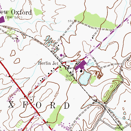 Topographic Map of Berlin Junction, PA