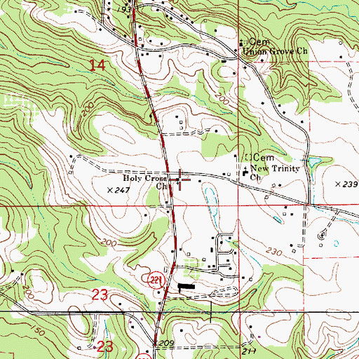 Topographic Map of Holy Cross Church, AL