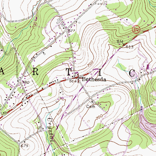 Topographic Map of Bethesda, PA