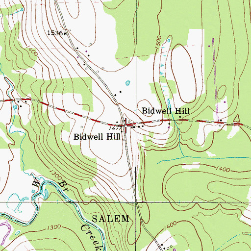 Topographic Map of Bidwell Hill, PA