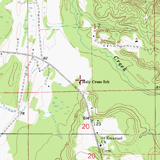 Topographic Map of Holy Cross School, AL