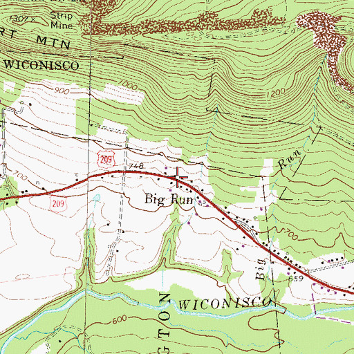 Topographic Map of Big Run, PA