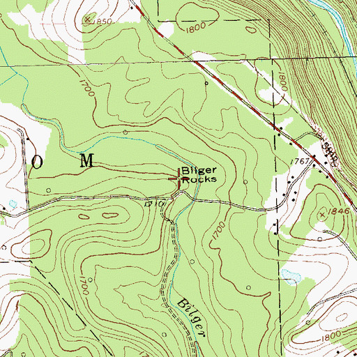Topographic Map of Bilger Rocks, PA