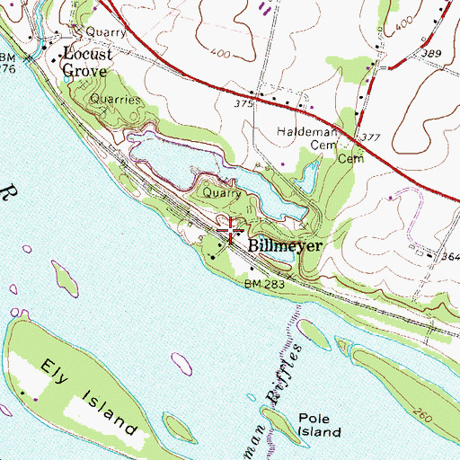 Topographic Map of Billmeyer, PA