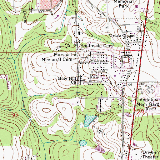 Topographic Map of Holy Hill Church, AL