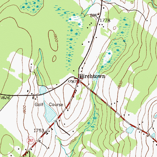 Topographic Map of Birchtown, PA