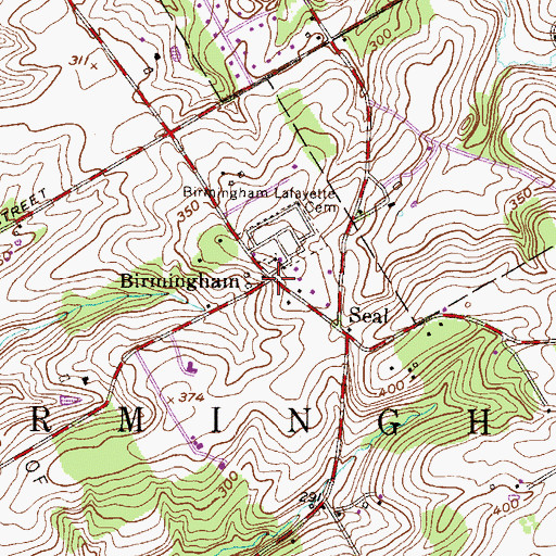 Topographic Map of Birmingham, PA