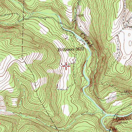 Topographic Map of Bittners Mill, PA