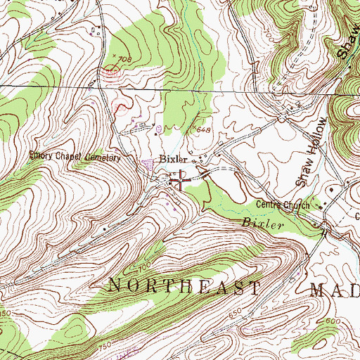 Topographic Map of Bixler, PA