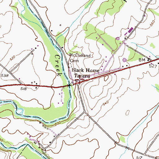 Topographic Map of Black Horse Tavern, PA