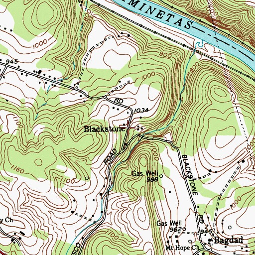 Topographic Map of Blackstone, PA