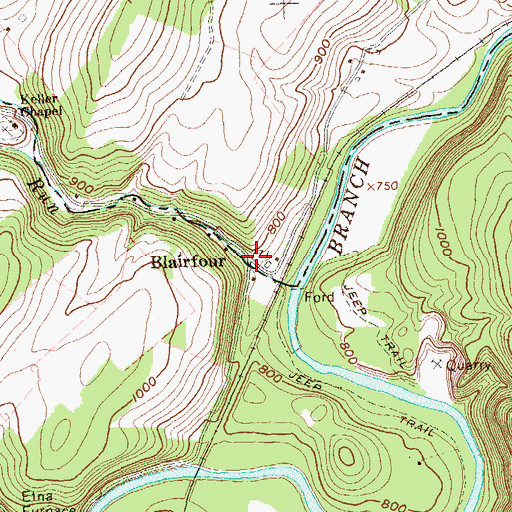Topographic Map of Blairfour, PA