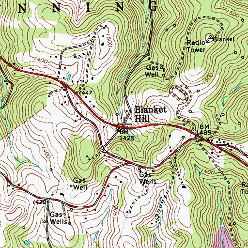 Topographic Map of Blanket Hill, PA