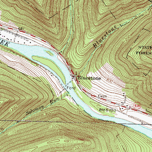 Topographic Map of Bluestone, PA