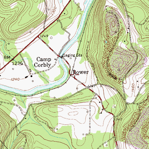 Topographic Map of Bower, PA